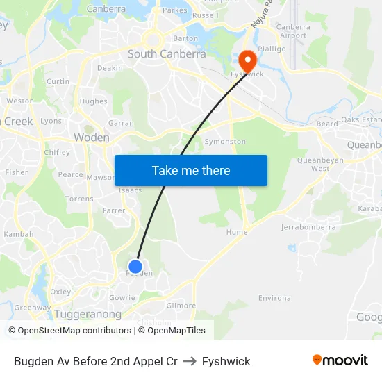 Bugden Av Before 2nd Appel Cr to Fyshwick map