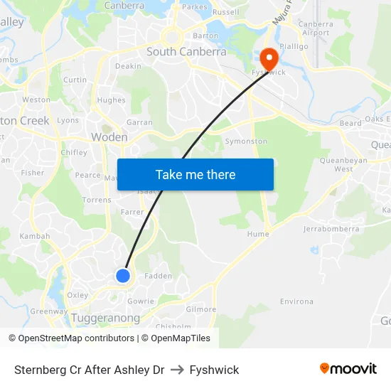 Sternberg Cr After Ashley Dr to Fyshwick map