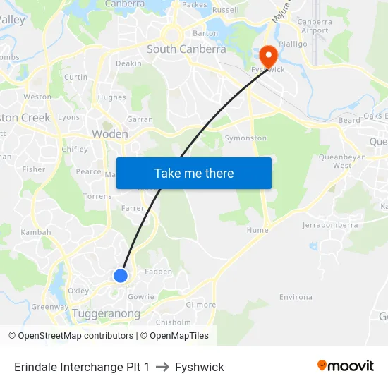 Erindale Interchange Plt 1 to Fyshwick map