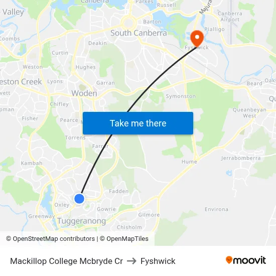 Mackillop College Mcbryde Cr to Fyshwick map