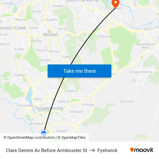 Clare Dennis Av Before Armbruster St to Fyshwick map