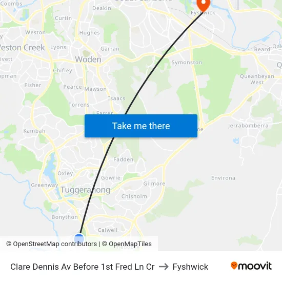 Clare Dennis Av Before 1st Fred Ln Cr to Fyshwick map