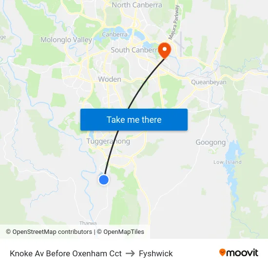 Knoke Av Before Oxenham Cct to Fyshwick map
