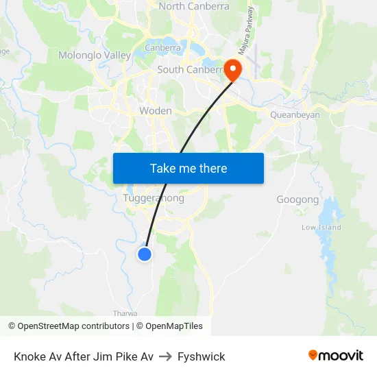 Knoke Av After Jim Pike Av to Fyshwick map