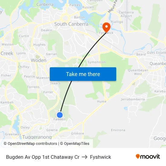 Bugden Av Opp 1st Chataway Cr to Fyshwick map