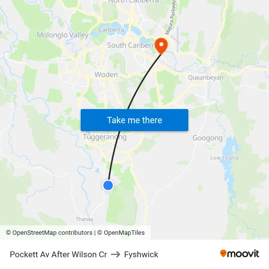 Pockett Av After Wilson Cr to Fyshwick map