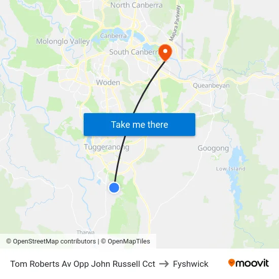 Tom Roberts Av Opp John Russell Cct to Fyshwick map