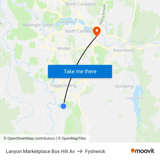 Lanyon Marketplace Box Hill Av to Fyshwick map