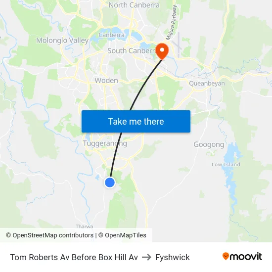 Tom Roberts Av Before Box Hill Av to Fyshwick map