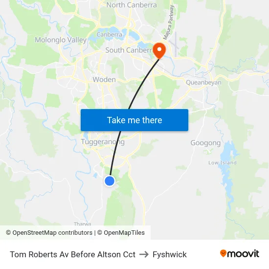 Tom Roberts Av Before Altson Cct to Fyshwick map