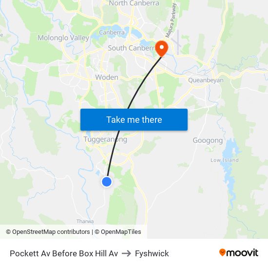 Pockett Av Before Box Hill Av to Fyshwick map