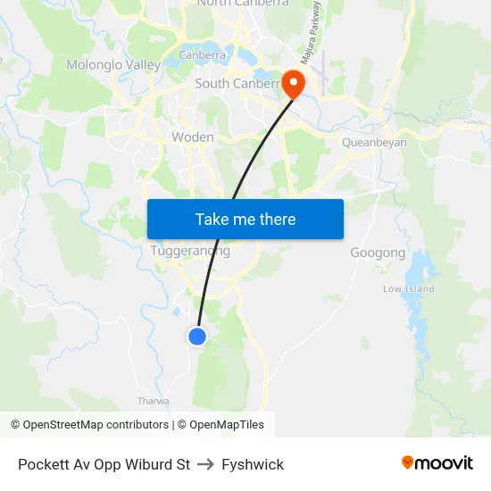 Pockett Av Opp Wiburd St to Fyshwick map