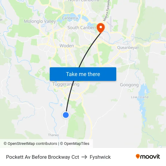 Pockett Av Before Brockway Cct to Fyshwick map