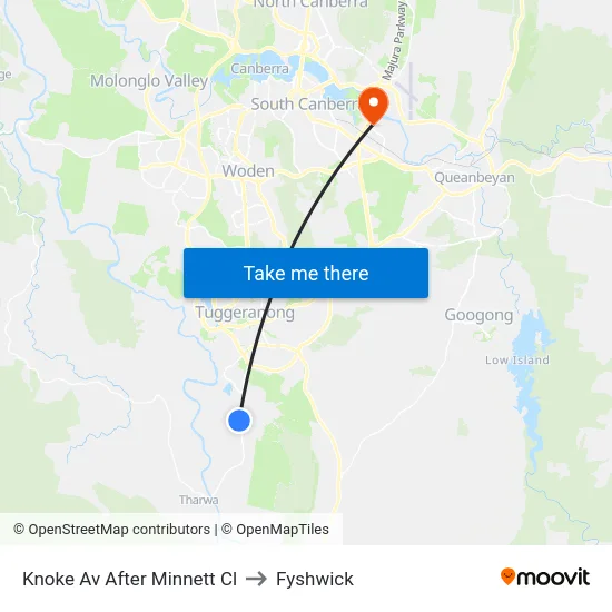 Knoke Av After Minnett Cl to Fyshwick map