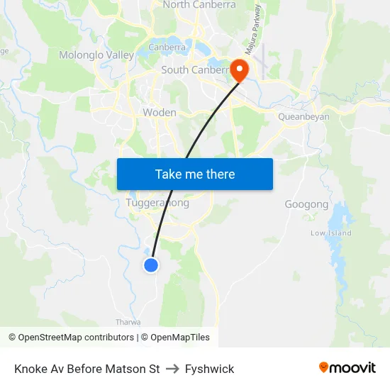 Knoke Av Before Matson St to Fyshwick map