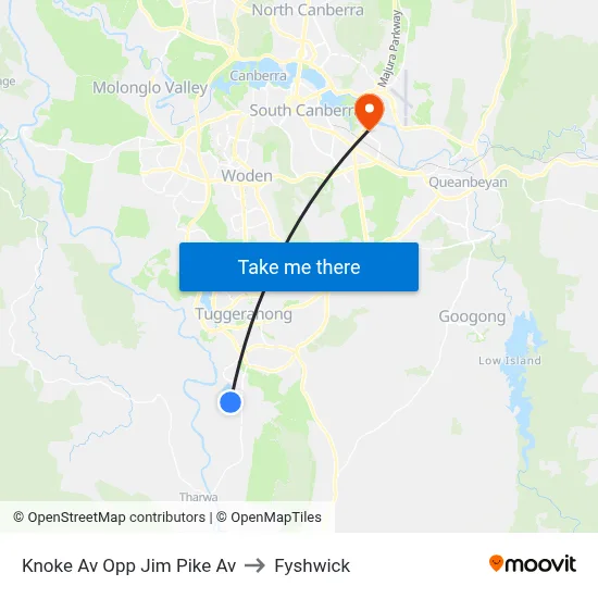 Knoke Av Opp Jim Pike Av to Fyshwick map