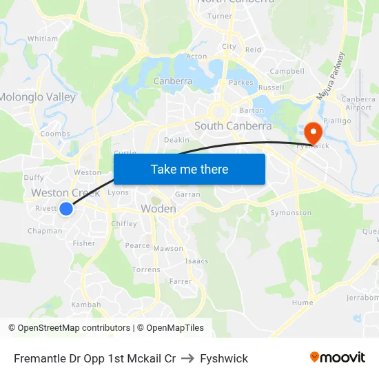 Fremantle Dr Opp 1st Mckail Cr to Fyshwick map