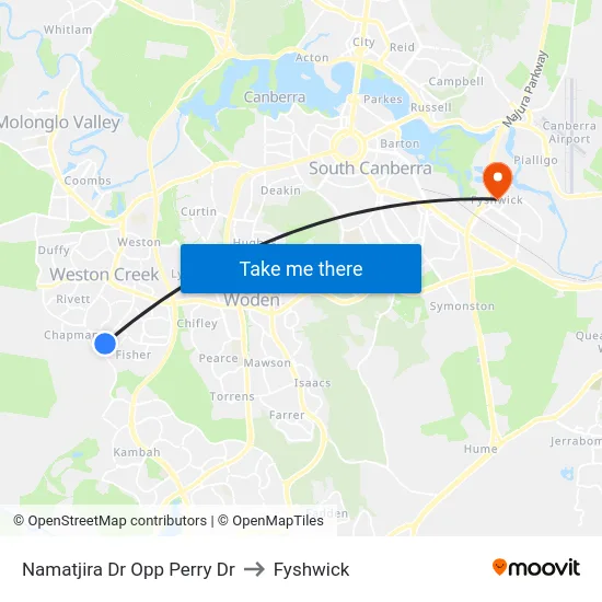 Namatjira Dr Opp Perry Dr to Fyshwick map