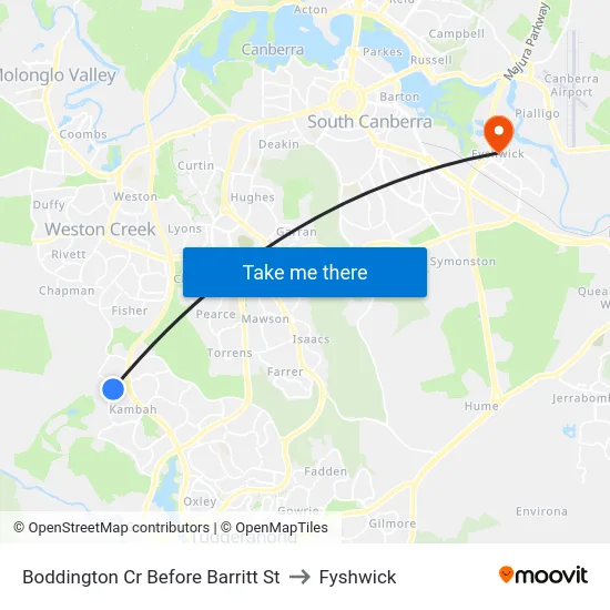 Boddington Cr Before Barritt St to Fyshwick map