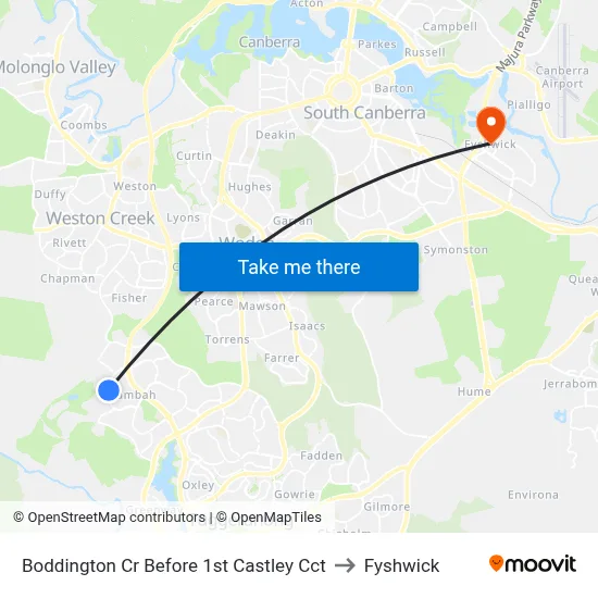 Boddington Cr Before 1st Castley Cct to Fyshwick map