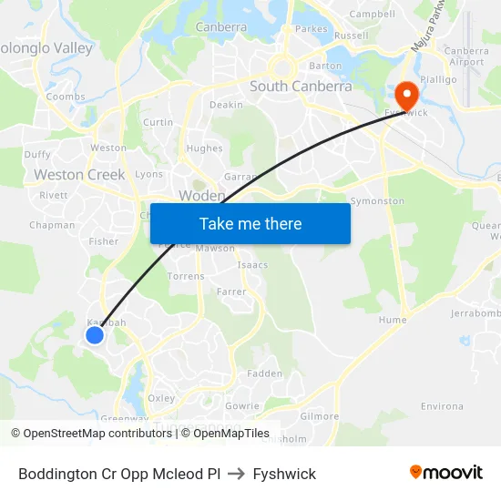Boddington Cr Opp Mcleod Pl to Fyshwick map