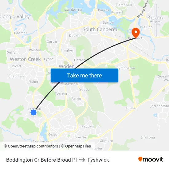Boddington Cr Before Broad Pl to Fyshwick map