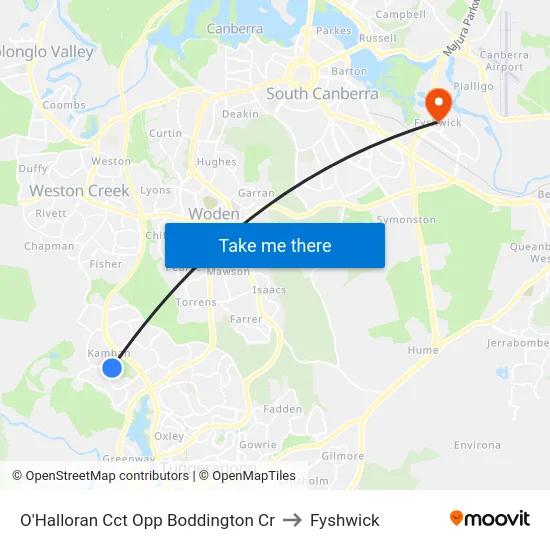 O'Halloran Cct Opp Boddington Cr to Fyshwick map