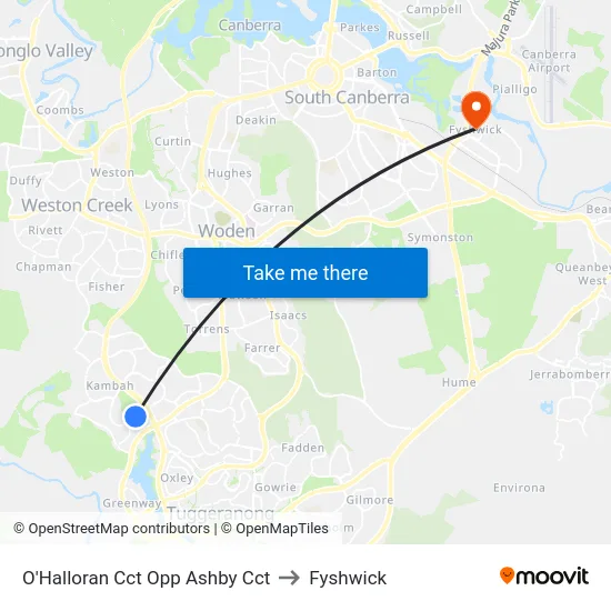 O'Halloran Cct Opp Ashby Cct to Fyshwick map