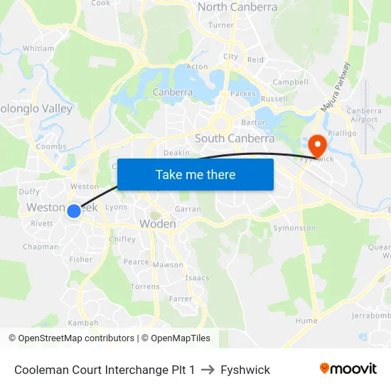 Cooleman Court Interchange Plt 1 to Fyshwick map