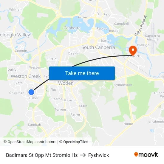 Badimara St Opp Mt Stromlo Hs to Fyshwick map