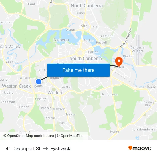 41 Devonport St to Fyshwick map