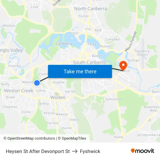 Heysen St After Devonport St to Fyshwick map