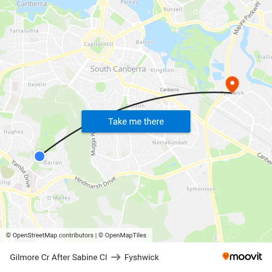 Gilmore Cr After Sabine Cl to Fyshwick map