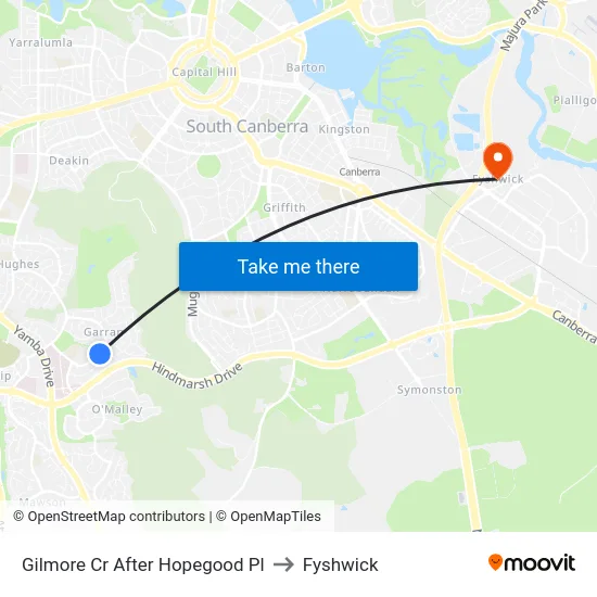 Gilmore Cr After Hopegood Pl to Fyshwick map