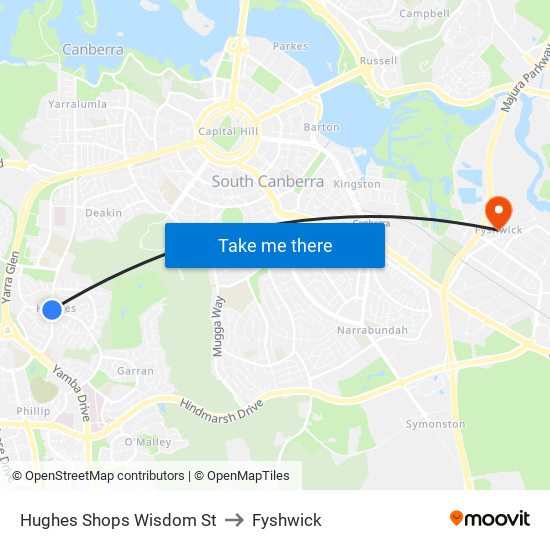 Hughes Shops Wisdom St to Fyshwick map