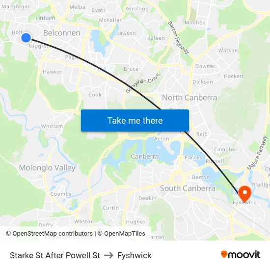 Starke St After Powell St to Fyshwick map