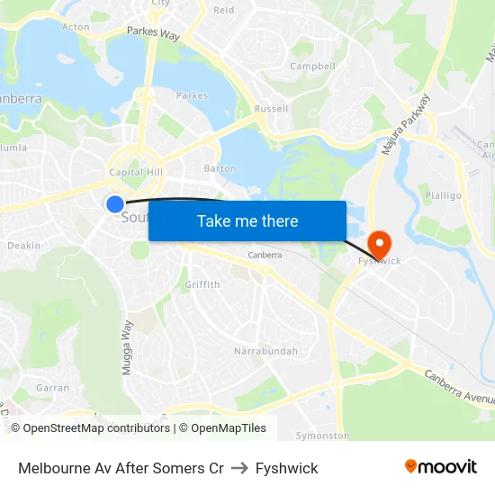 Melbourne Av After Somers Cr to Fyshwick map
