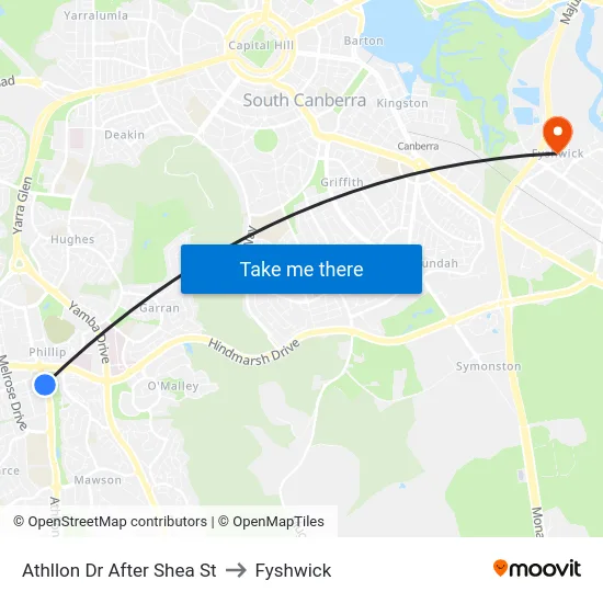 Athllon Dr After Shea St to Fyshwick map