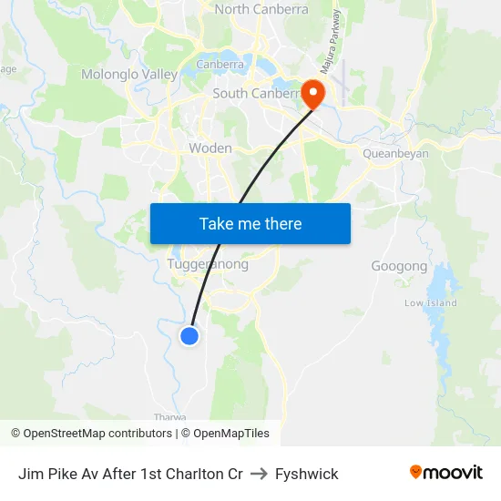 Jim Pike Av After 1st Charlton Cr to Fyshwick map