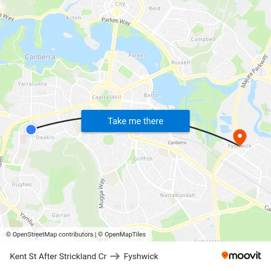Kent St After Strickland Cr to Fyshwick map
