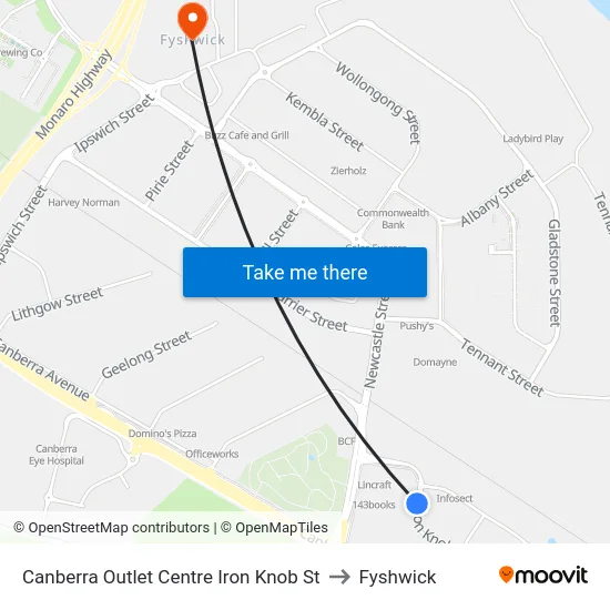 Canberra Outlet Centre Iron Knob St to Fyshwick map