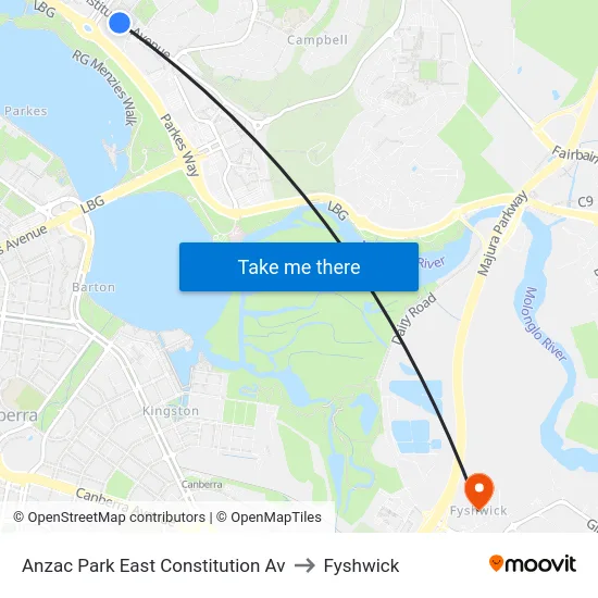 Anzac Park East Constitution Av to Fyshwick map