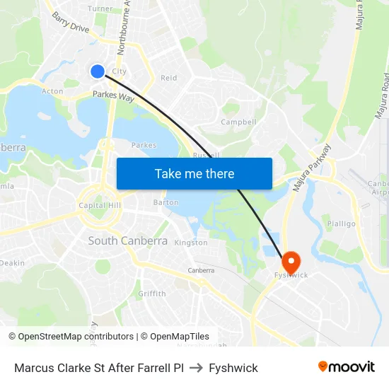 Marcus Clarke St After Farrell Pl to Fyshwick map