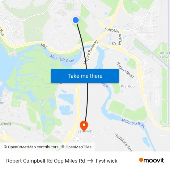 Robert Campbell Rd Opp Miles Rd to Fyshwick map