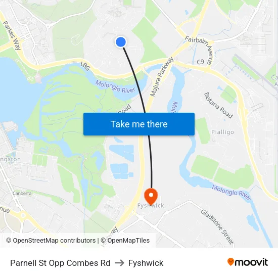 Parnell St Opp Combes Rd to Fyshwick map