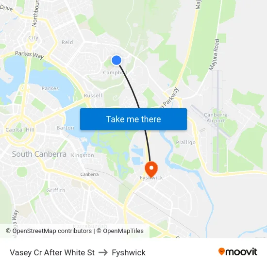 Vasey Cr After White St to Fyshwick map