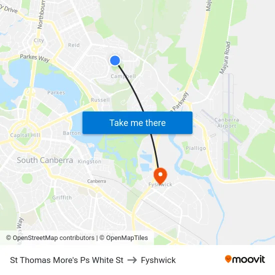 St Thomas More's Ps White St to Fyshwick map