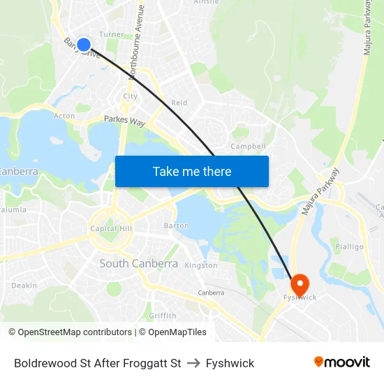 Boldrewood St After Froggatt St to Fyshwick map