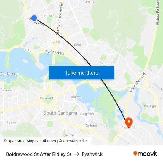 Boldrewood St After Ridley St to Fyshwick map