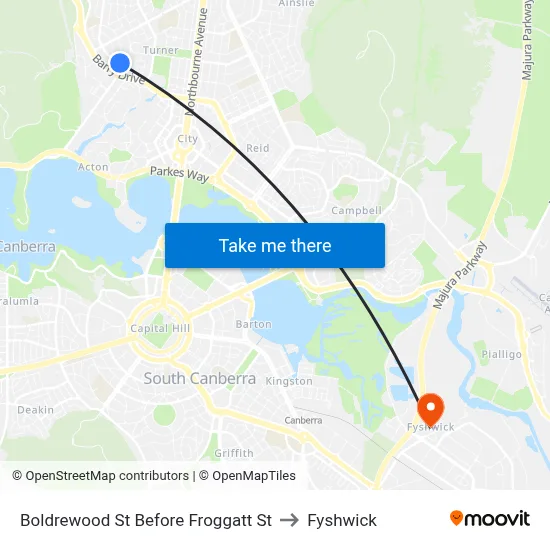 Boldrewood St Before Froggatt St to Fyshwick map